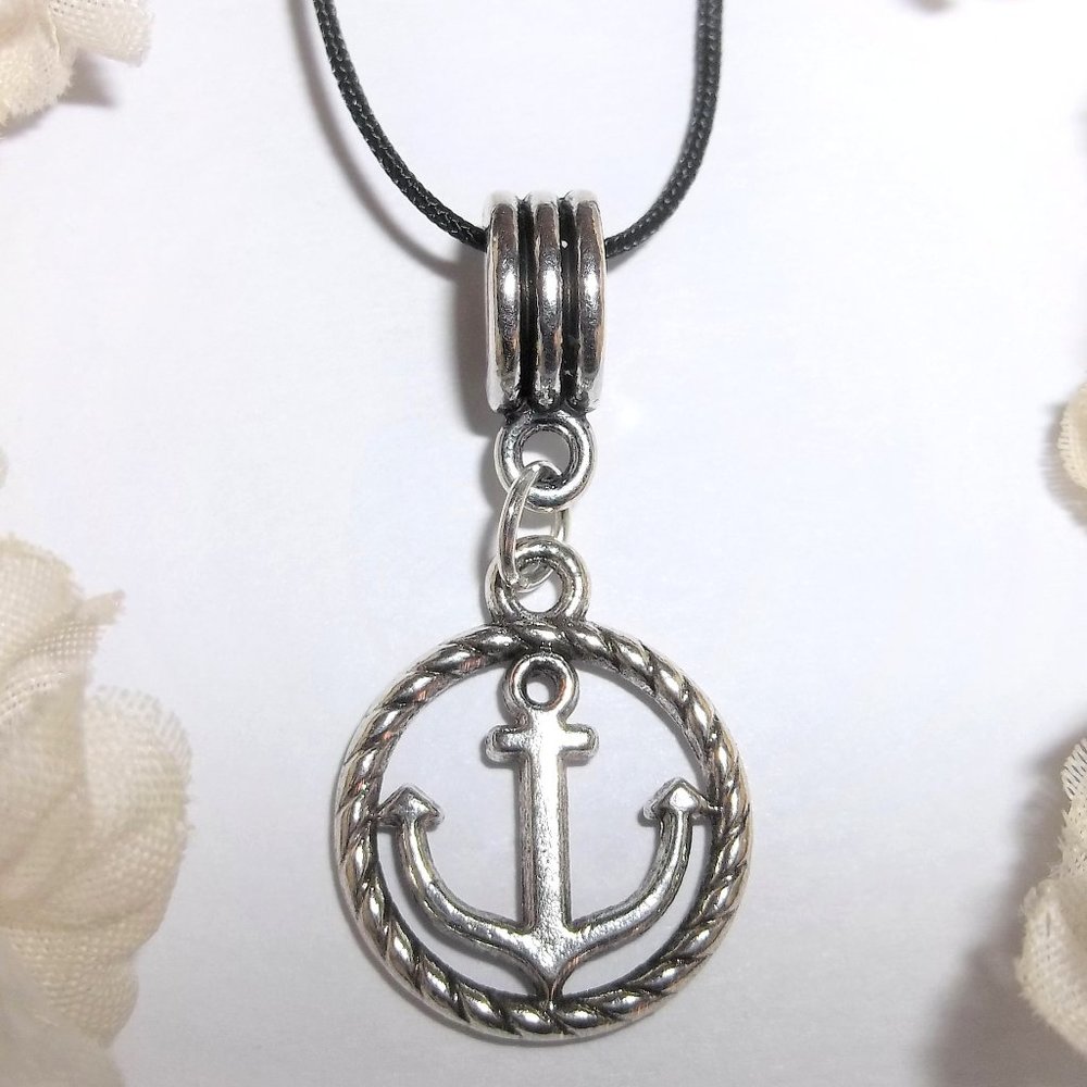 Silver Anchor Necklace Sailing Yacht Vacation Beach Jewelry Theme Gift Set 7066